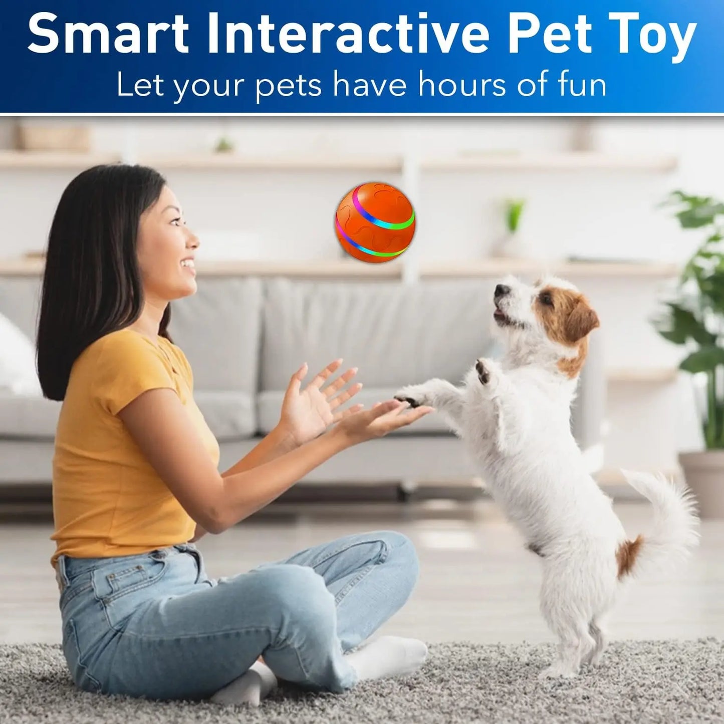 1. Interactive Dog Ball Toy - Automatic Pet Ball for Dogs - Automatic Ball with USB Charging & LED Lights