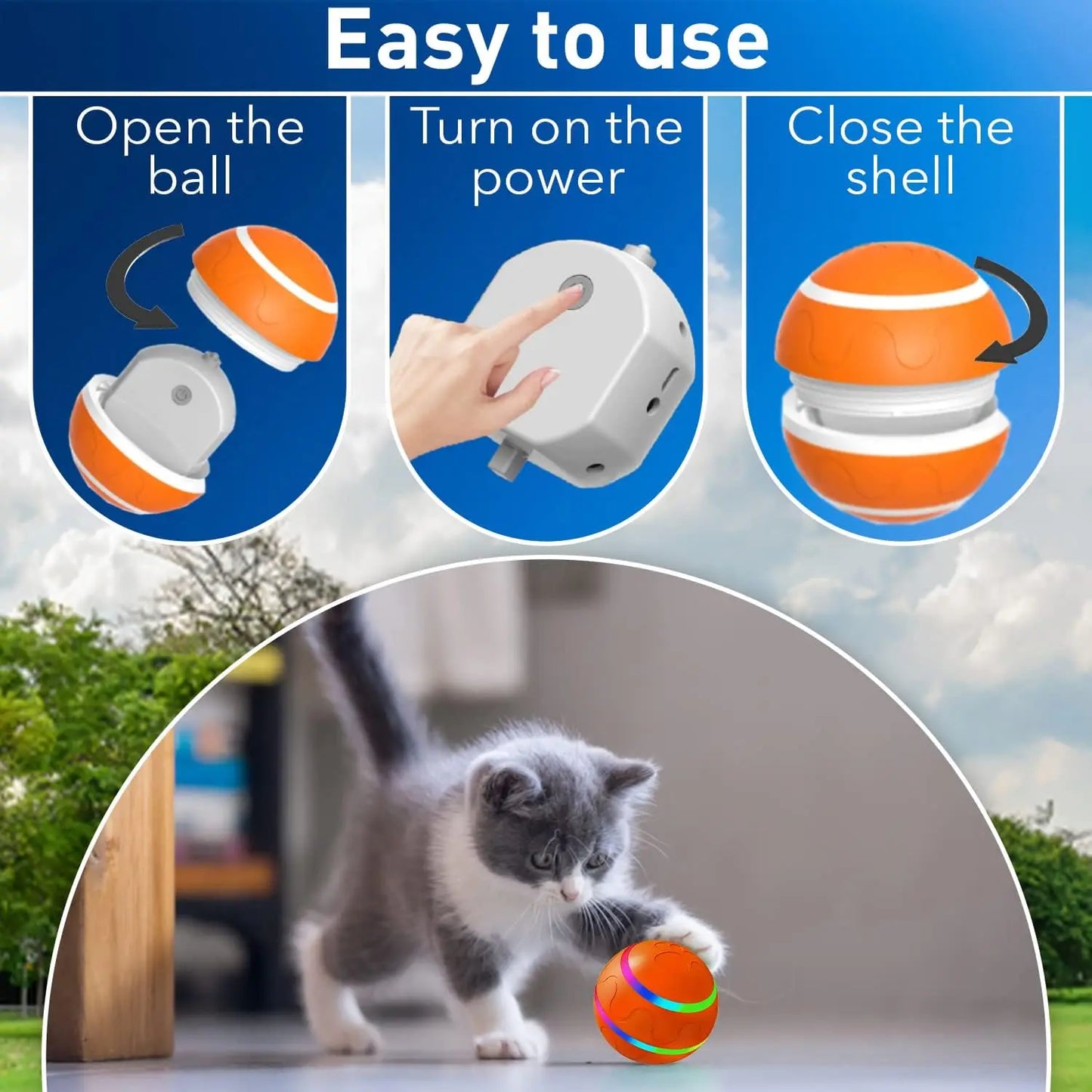 1. Interactive Dog Ball Toy - Automatic Pet Ball for Dogs - Automatic Ball with USB Charging & LED Lights